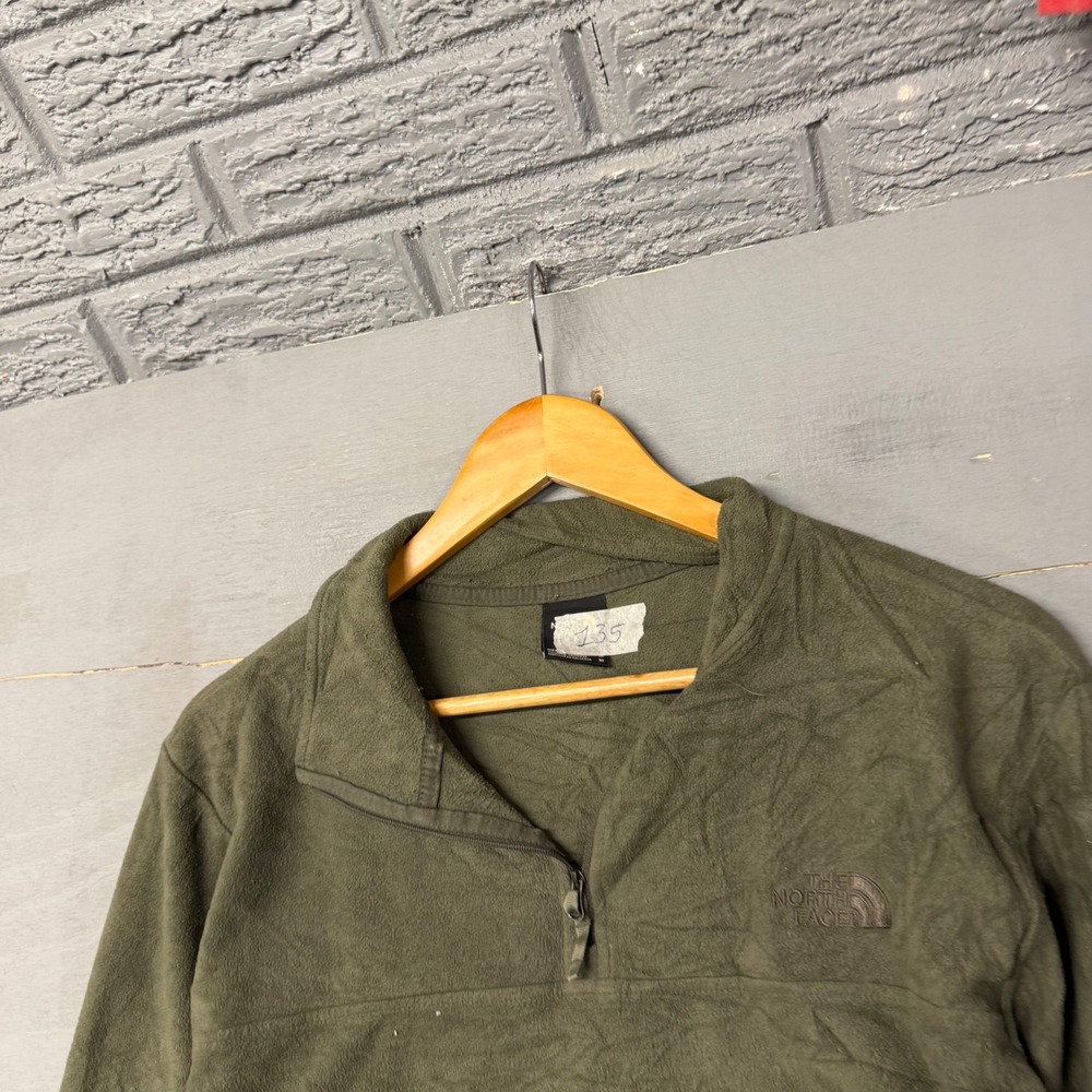 The North‎ Face Mens Quarter Zip Fleece Pullover Olive Green Mock Neck Size M